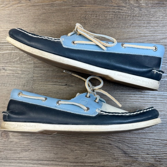Other - Sperry Men’s Two Eye Blue and White Tie Loafer Boat Shoes, size 12